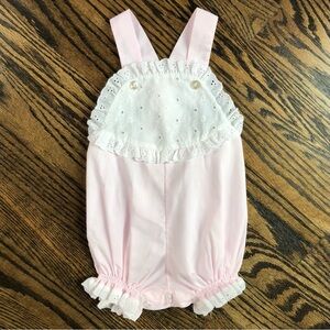 Pink and White Eyelet Baby Romper